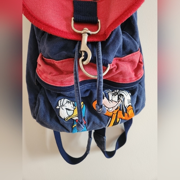 SOLD - Disney Backpack Blue/Red with Mickey, Duffy Duck and Goofy Embroided - Picture 5 of 14